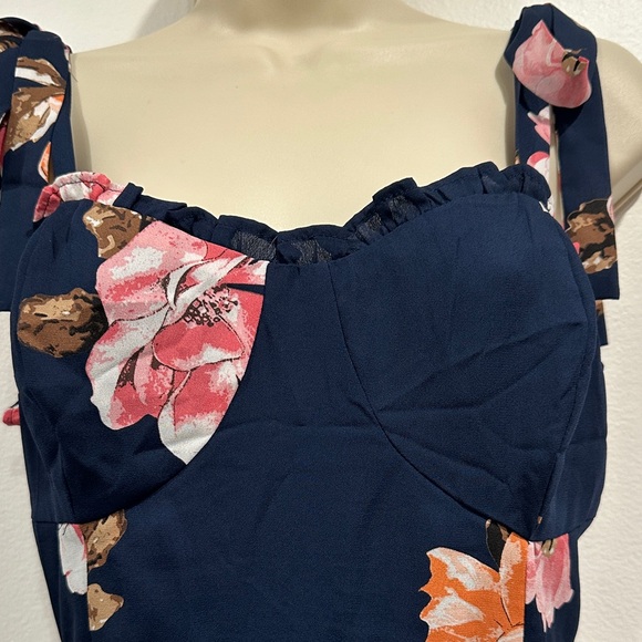 Lulu's Navy and Pink Floral Maxi Dress - Picture 7 of 14